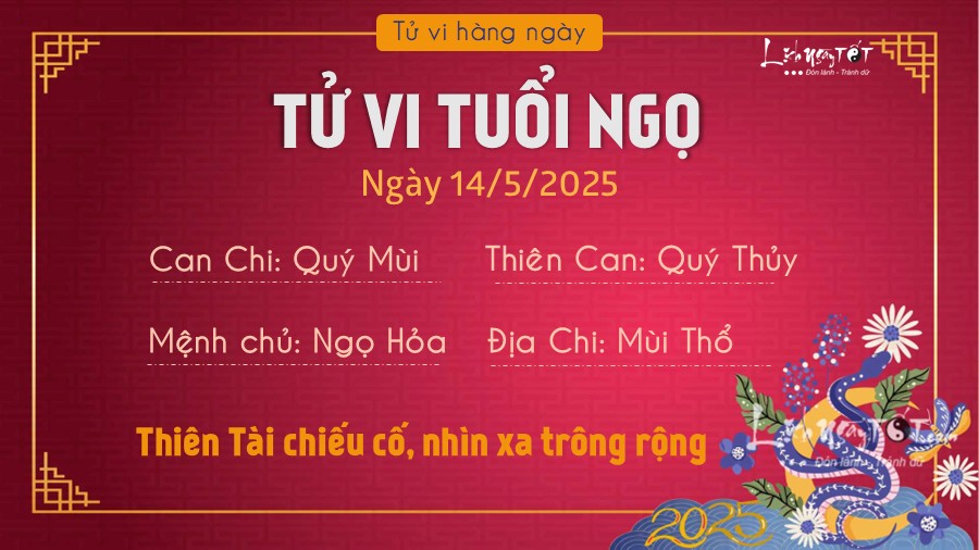 Tu vi hang ngay 14/5/2025 - Ngo