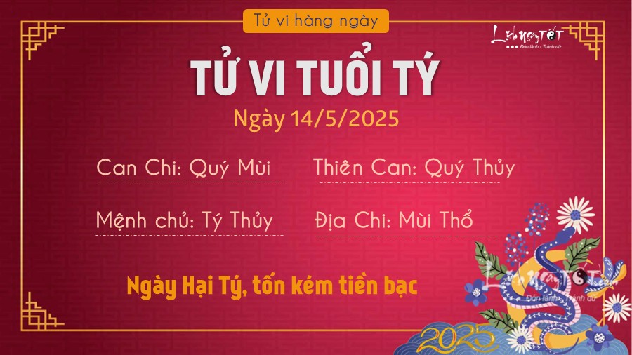 Tu vi hang ngay 14/5/2025 - Ty