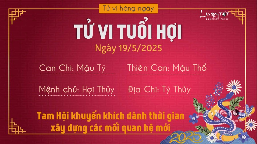 Tu vi hang ngay 19/5/2025 cua 12 con giap - Hoi