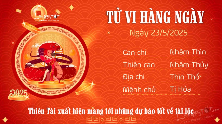 Tu vi hang ngay 23/5/2025 cua 12 con giap - Ti