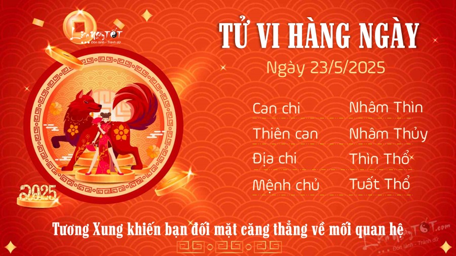 Tu vi hang ngay 23/5/2025 cua 12 con giap - Tuat