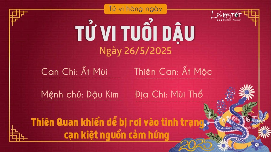 Tu vi hang ngay 26/5/2025 cua 12 con giap - Dau