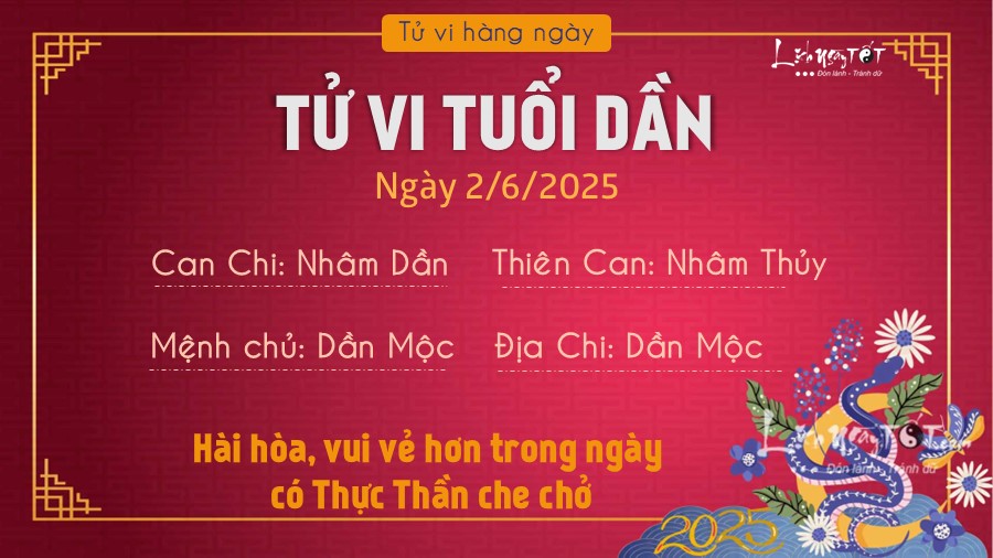 Tu vi hang ngay 2/6/2025 cua 12 con giap - Dan