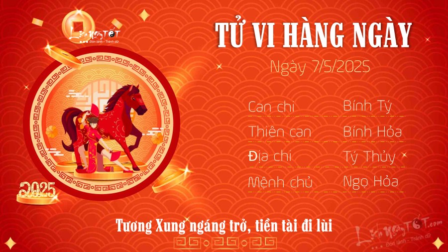 Tu vi hang ngay 7/5/2025 tuoi Ngo