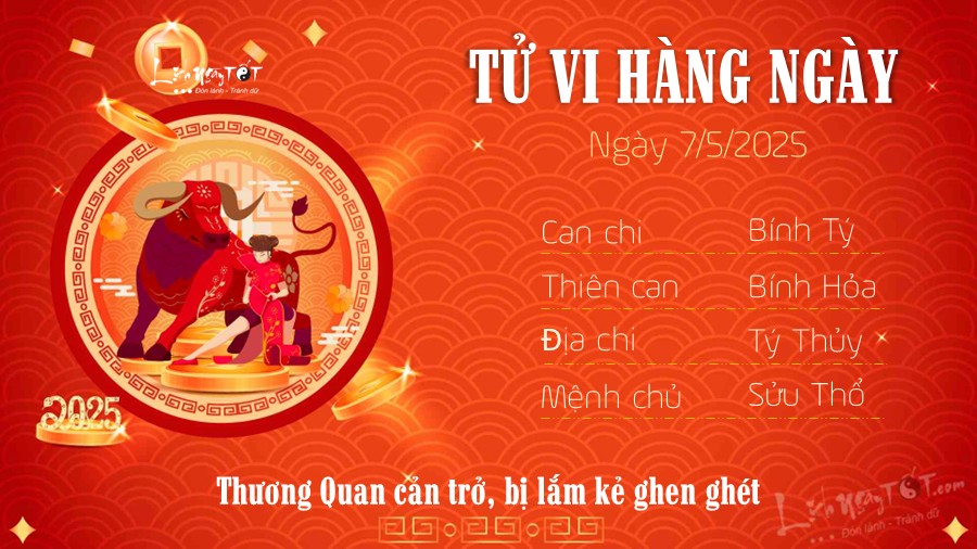 Tu vi hang ngay 7/5/2025 tuoi Suu