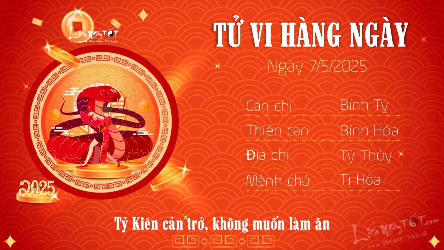 Tu vi hang ngay 7/5/2025 tuoi Ti
