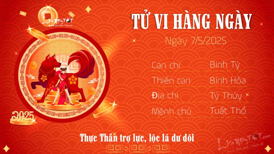 Tu vi hang ngay 7/5/2025 tuoi Tuat