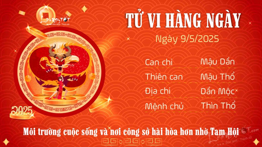 Tu vi hang ngay 9/5/2025 cua 12 con giap - Thin