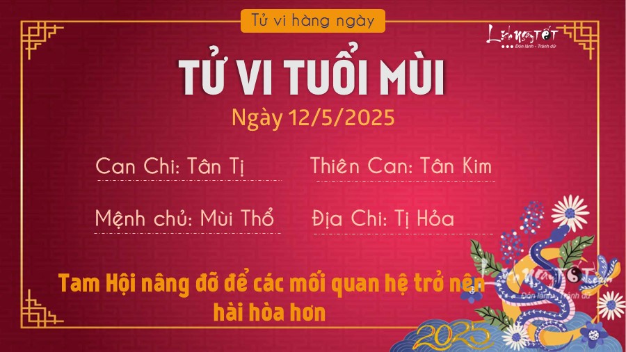 Tu vi hang ngay 12/5/2025 cua 12 con giap - Mui