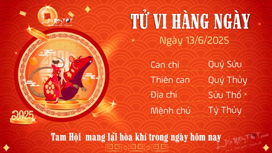 Tu vi hang ngay 13/6/2025 cua 12 con giap - Ty