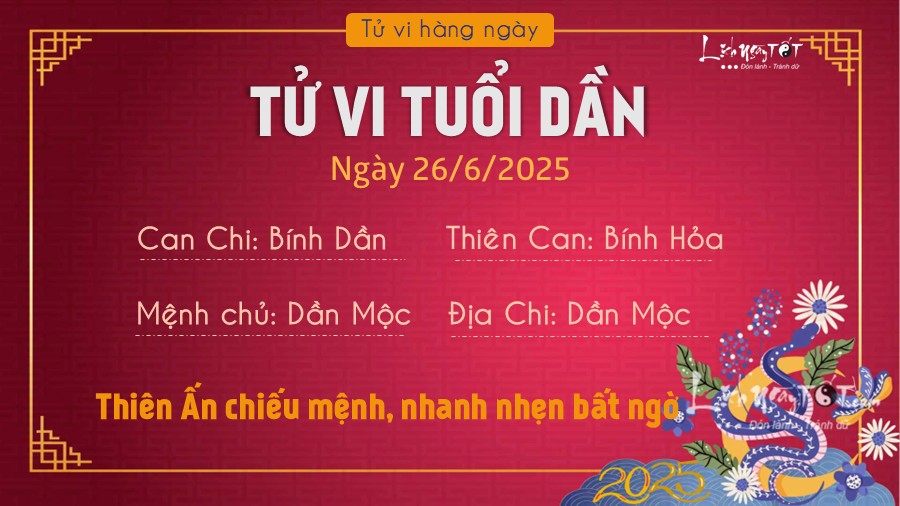 Tu vi hang ngay 26/6/2025 - Dan
