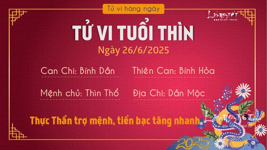 Tu vi hang ngay 26/6/2025 - Thin