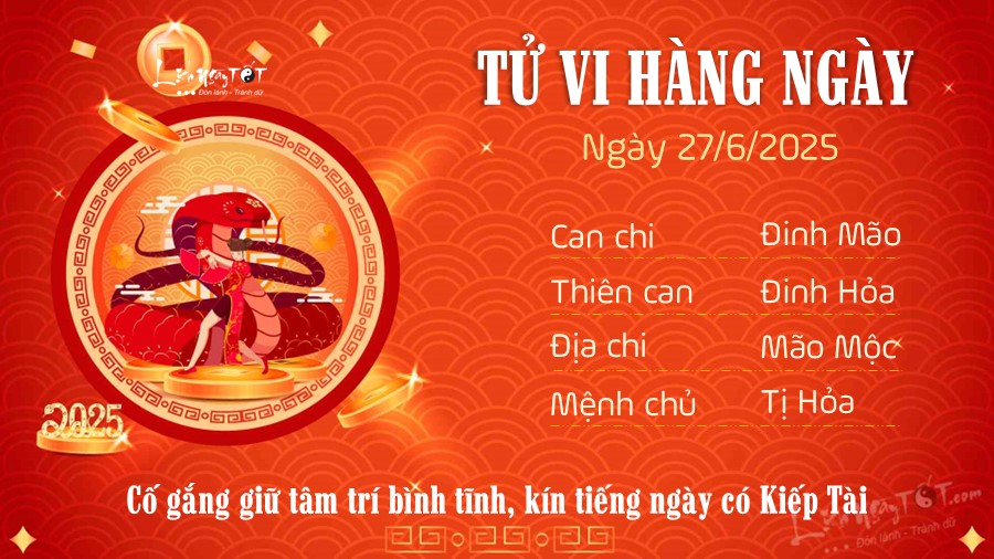 Tu vi hang ngay 27/6/2025 cua 12 con giap - Ti