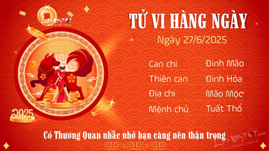 Tu vi hang ngay 27/6/2025 cua 12 con giap - Tuat