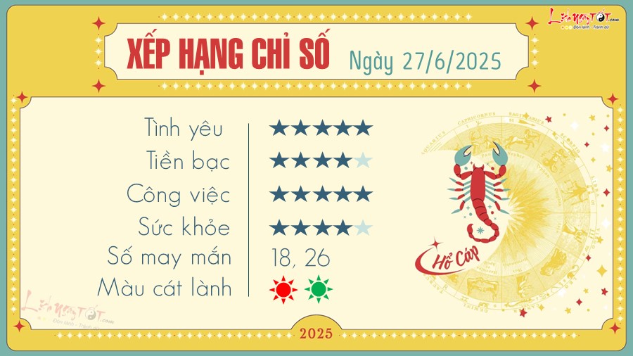 tu vi hang ngay 27 6 2025 - Ho Cap