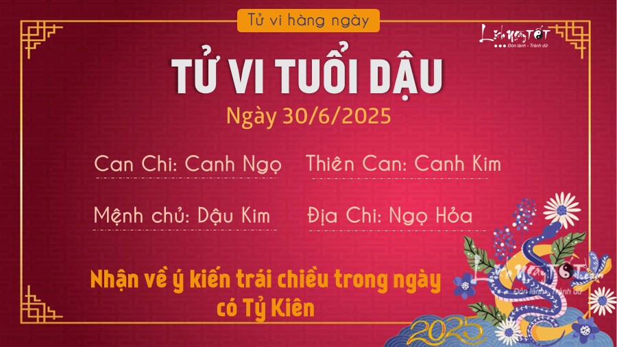 Tu vi hang ngay 30/6/2025 cua 12 con giap - Dau