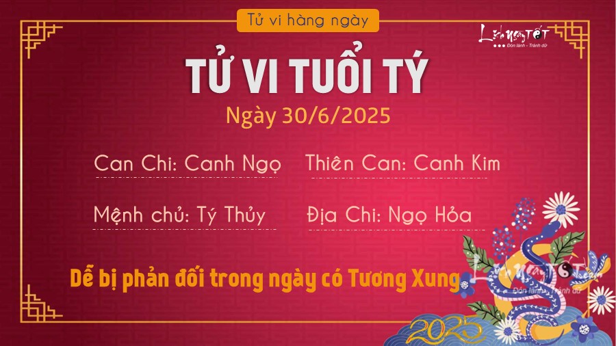 Tu vi hang ngay 30/6/2025 cua 12 con giap - Ty
