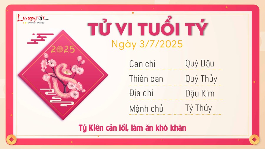 Tu vi hang ngay 3/7/2025 - Ty