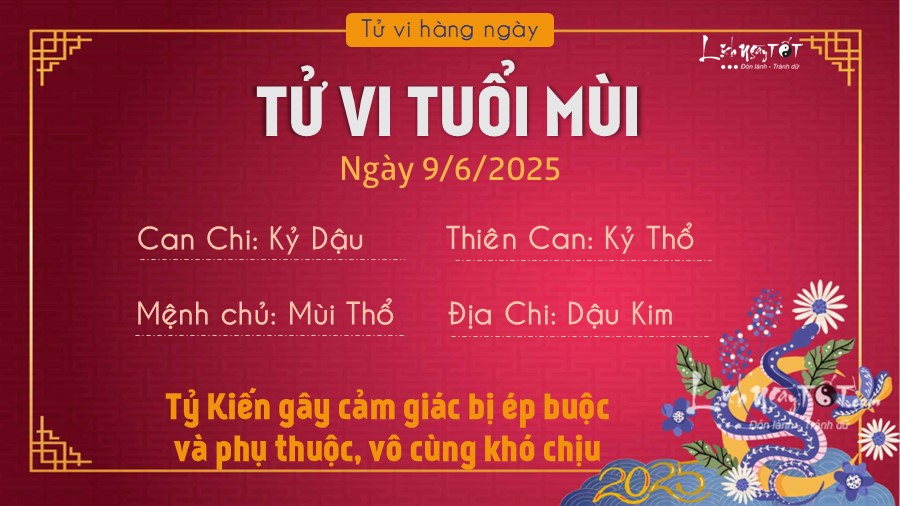 Tu vi hang ngay 9/6/2025 cua 12 con giap - Mui
