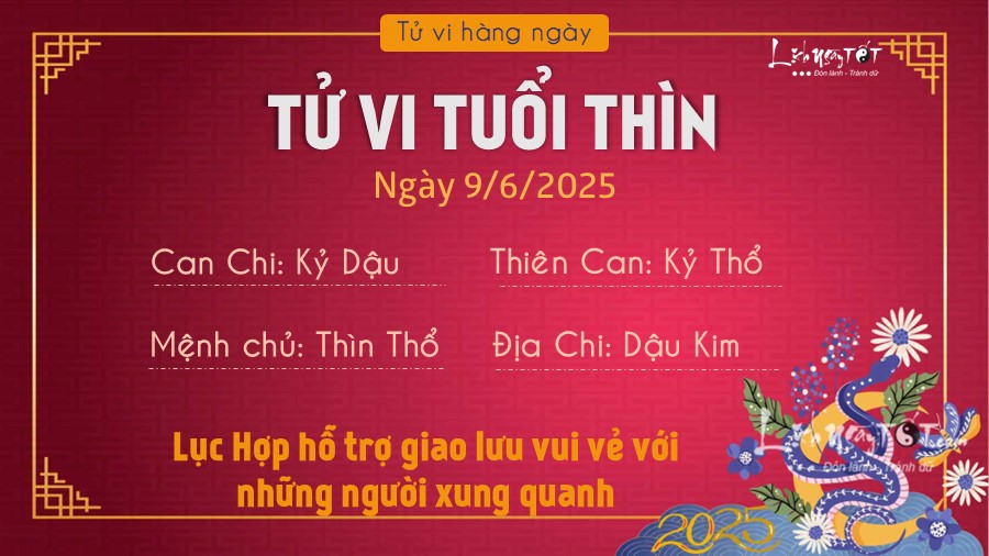 Tu vi hang ngay 9/6/2025 cua 12 con giap - Thin