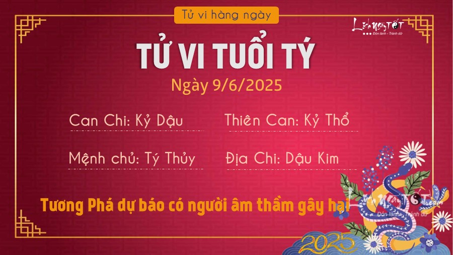 Tu vi hang ngay 9/6/2025 cua 12 con giap - Ty