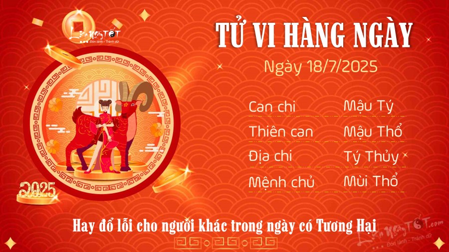 Tu vi hang ngay 18/7/2025 cua 12 con giap - Mui