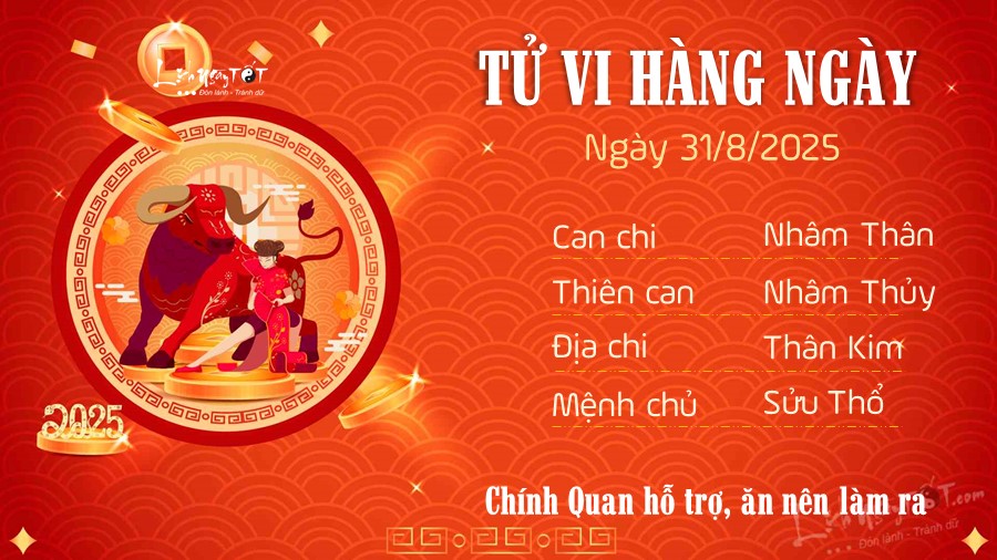 Tu vi hang ngay 31/8/2025 cua Suu