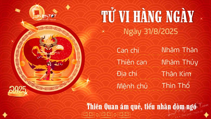 Tu vi hang ngay 31/8/2025 cua Thin