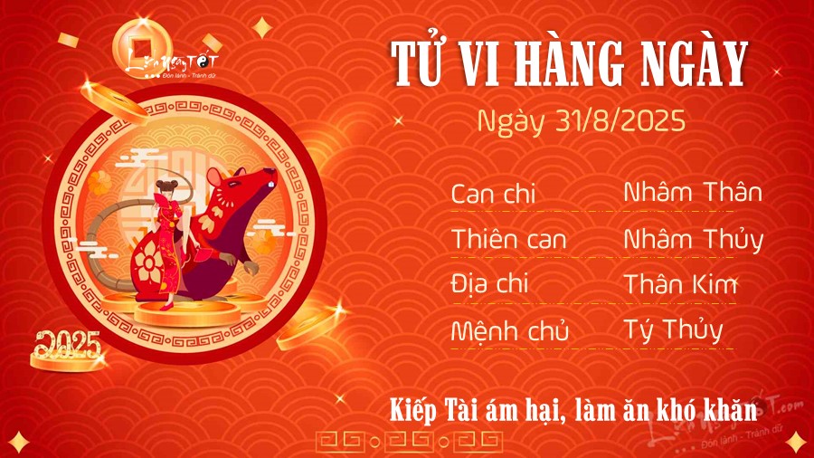 Tu vi hang ngay 31/8/2025 cua Ty