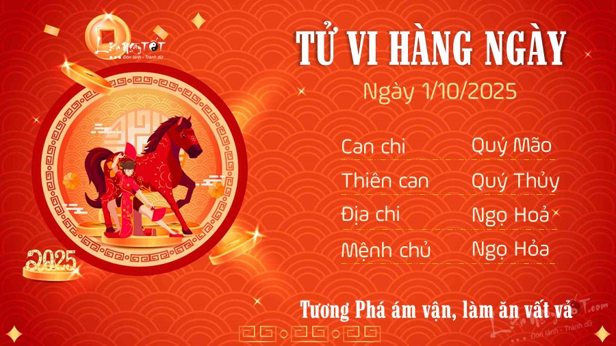 Tu vi hang ngay 1/10/2025 cua Ngo