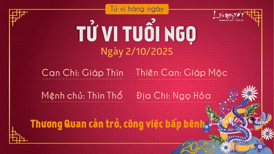 Tu vi hang ngay 2/10/2025 cua Ngo