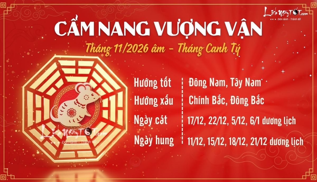 Cẩm nang vượng vận tháng 11/2026 âm lịch Cam nang vuong van thang 11/2026 am lich