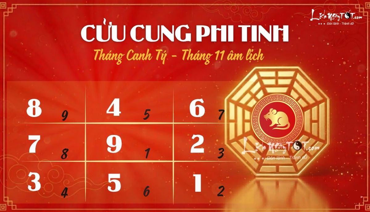 Phi tinh tháng 11/2026 âm lịch của 12 con giáp Phi tinh thang 11/2026 am lich cua 12 con giap