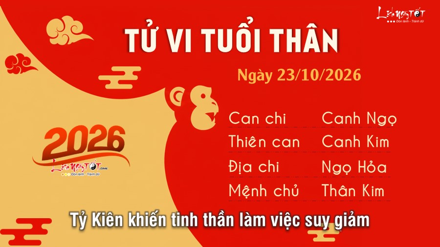 Tử vi hàng ngày 23/10/2026 của 12 con giáp - Thân Tu vi hang ngay 23/10/2026 cua 12 con giap - Than
