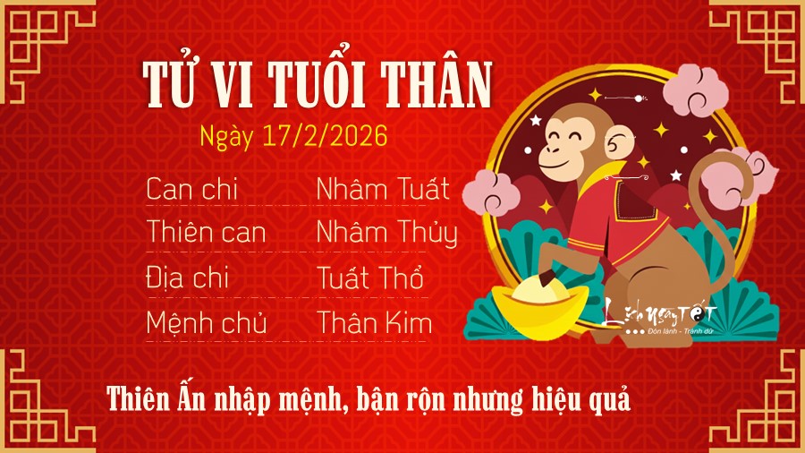 Tu vi hang ngay 17/2/2026 tuoi Than