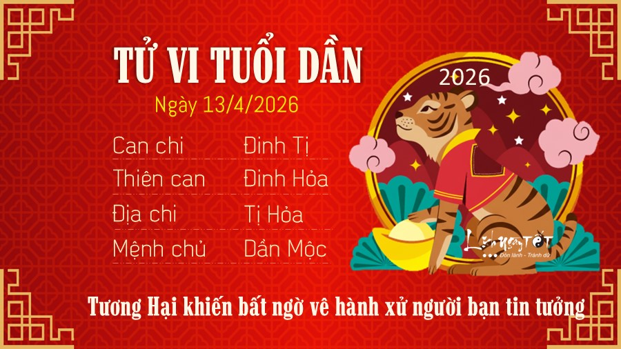 Tu vi hang ngay 13/4/2026 cua 12 con giap - tuoi Dan