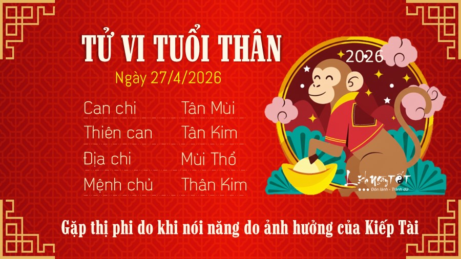 Tu vi hang ngay 27/4/2026 cua 12 con giap - than