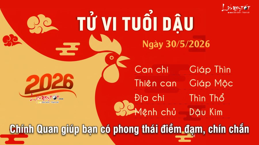 Tu vi hang ngay 30/5/2026 cua 12 con giap - Dau