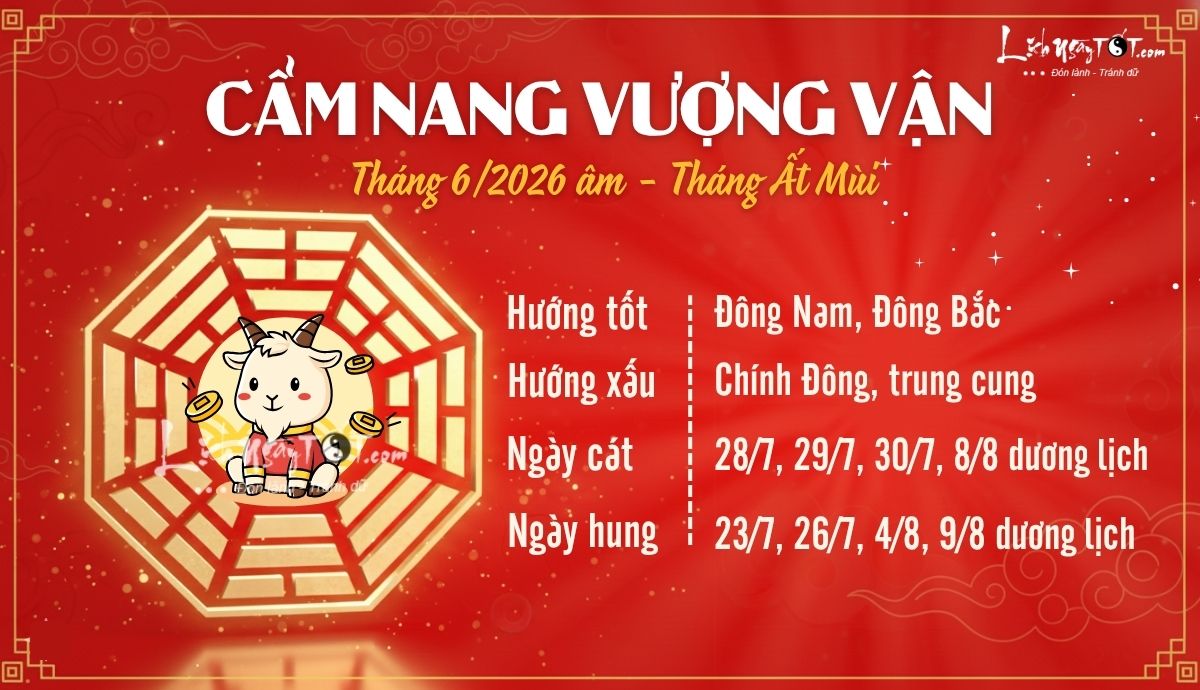 Cẩm nang may mắn tháng 6/2026 âm lịch Cam nang may man thang 6/2026 am lich