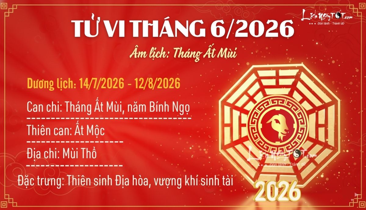 Tổng quan tử vi tháng 6/2026 âm lịch của 12 con giáp Tong quan tu vi thang 6/2026 am lich cua 12 con giap