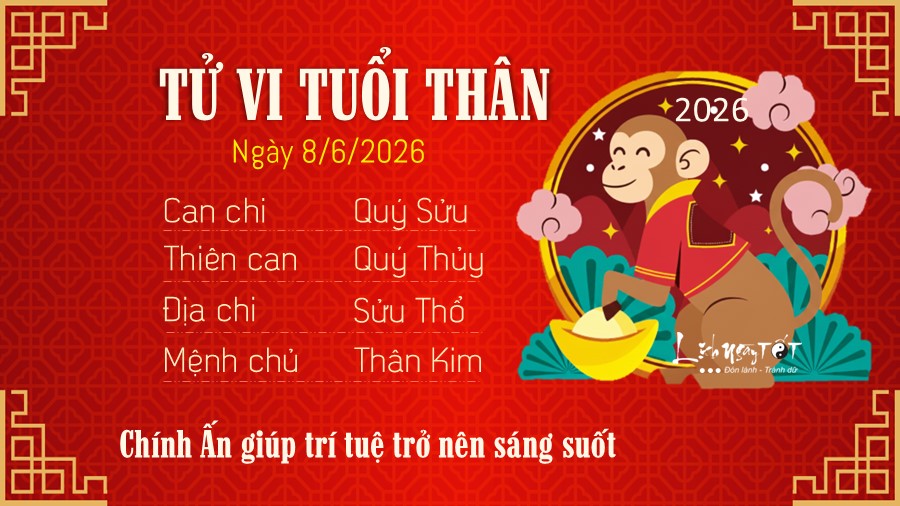 Tử vi hàng ngày 8/5/2026 của 12 con giáp - Thân Tu vi hang ngay 8/5/2026 cua 12 con giap - Than