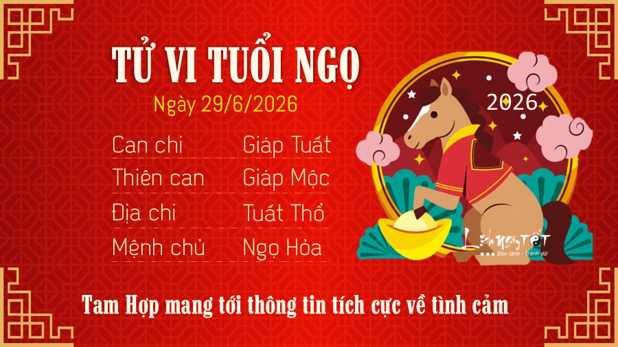 Tu vi hang ngay 29/6/2026 cua 12 con giap - Ngo