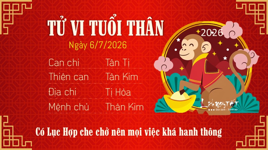 Tu vi hang ngay 6/7/2026 cua 12 con giap - Than