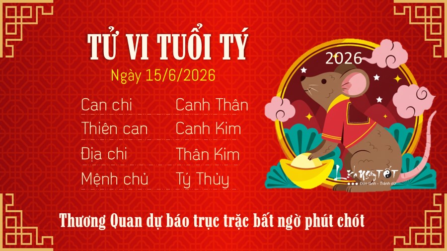 Tu vi hang ngay 15/6/2026 cua 12 con giap - Ty