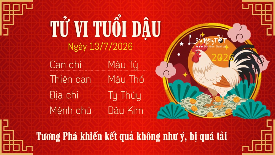 Tử vi hàng ngày 13/7/2026 của 12 con giáp - Dậu Tu vi hang ngay 13/7/2026 cua 12 con giap - Dau