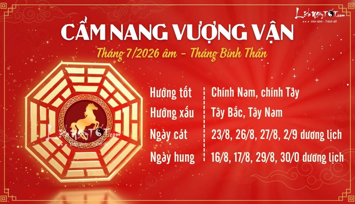 Cẩm nang vượng vận tháng 7 âm 2026 Cam nang vuong van thang 7 am 2026