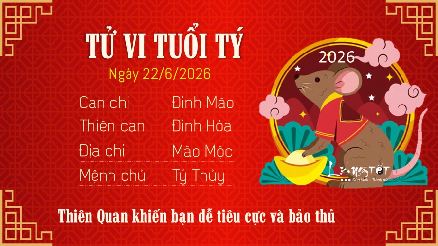 Tử vi hàng ngày 22/6/2026 của 12 con giáp - Tý Tu vi hang ngay 22/6/2026 cua 12 con giap - Ty
