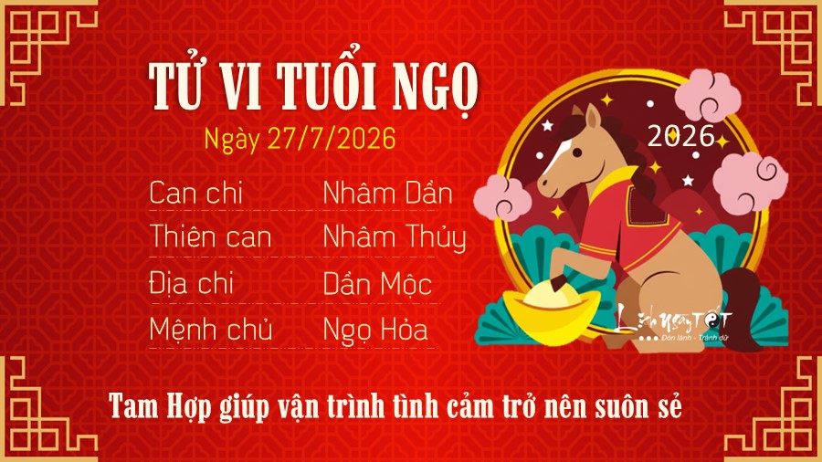 Tu vi hang ngay 27/7/2026 cua 12 con giap - Ngo