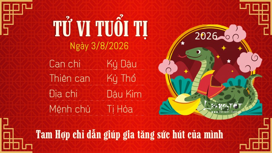 Tử vi hàng ngày 3/8/2026 của 12 con giáp - Tị Tu vi hang ngay 3/8/2026 cua 12 con giap - Ti