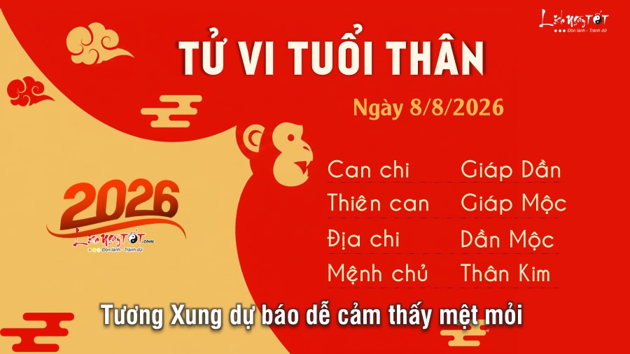 Tu vi hang ngay 8/8/2026 cua 12 con giap - Than